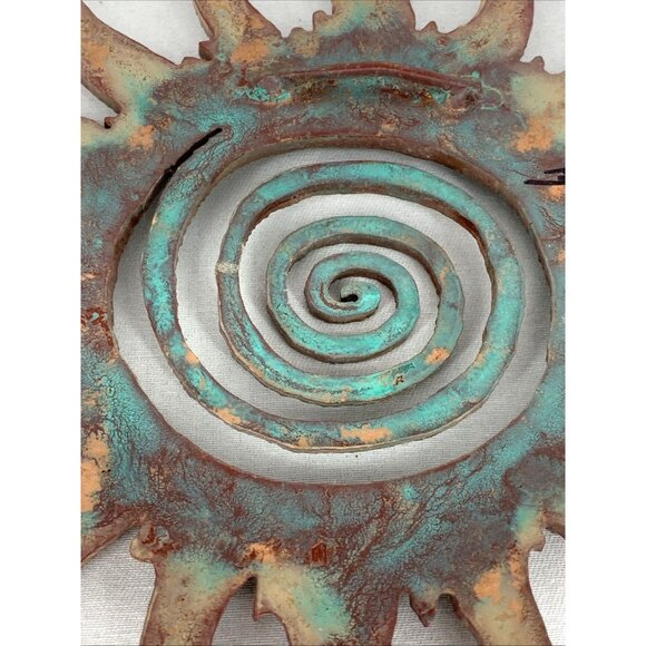 Spiral Sun Metal Wall Art Southwestern Desert Decor Brutalist 12.5" Handcrafted - Picture 8 of 10